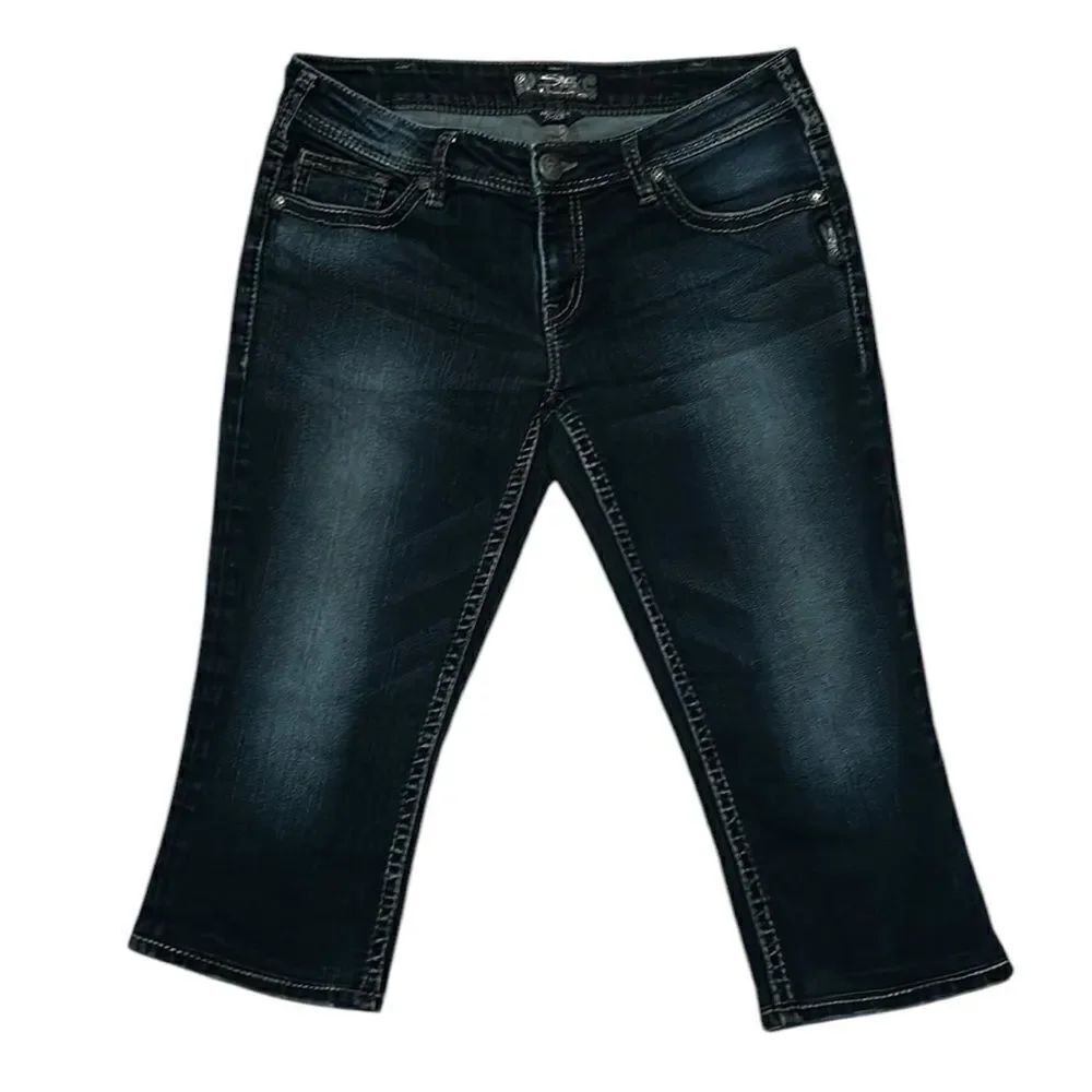 Silver Aiko Kick Flare Capri Jeans